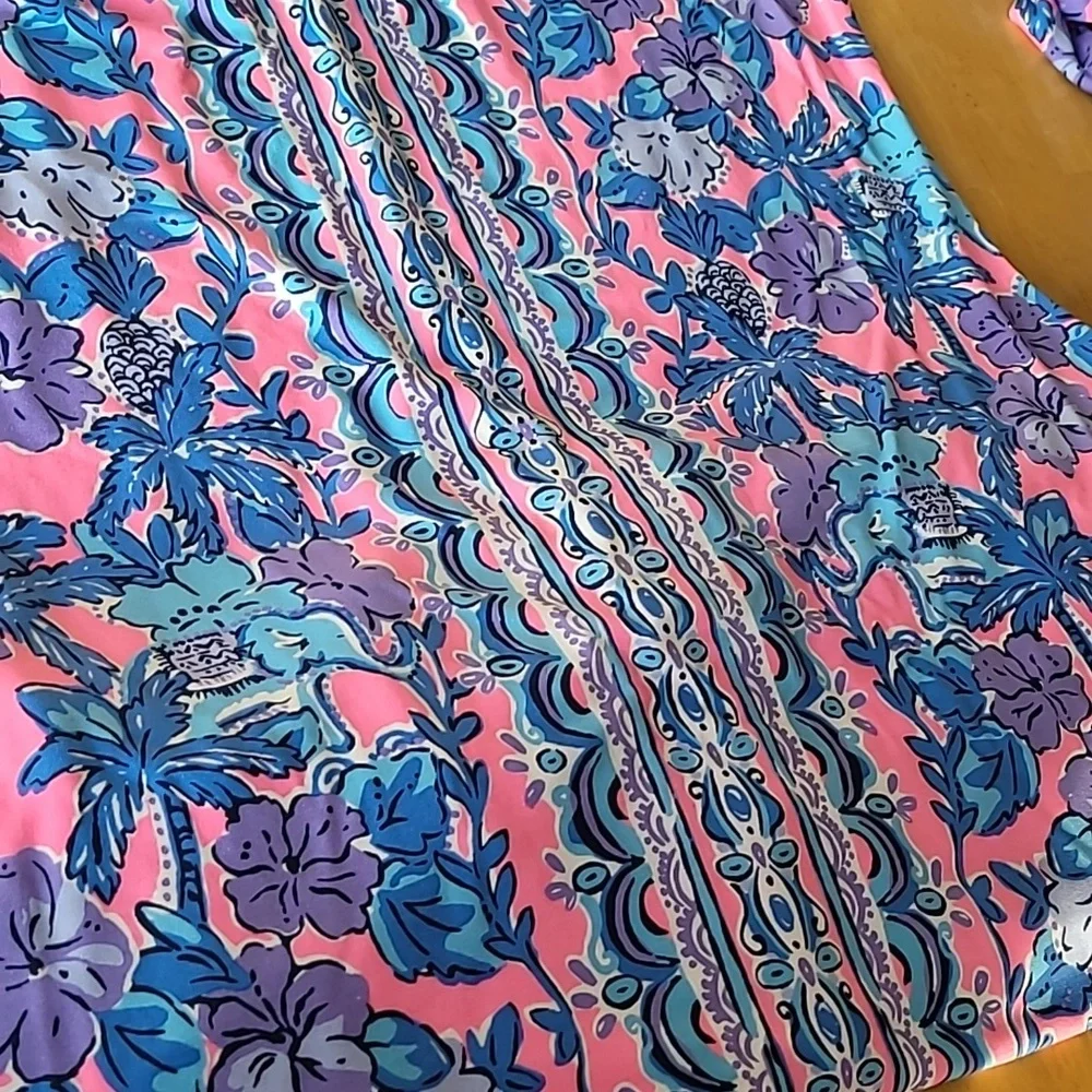 Lilly Pulitzer Bingham Midi Dress Soleil Pink Palm Parade Engineered - Picture 10 of 13